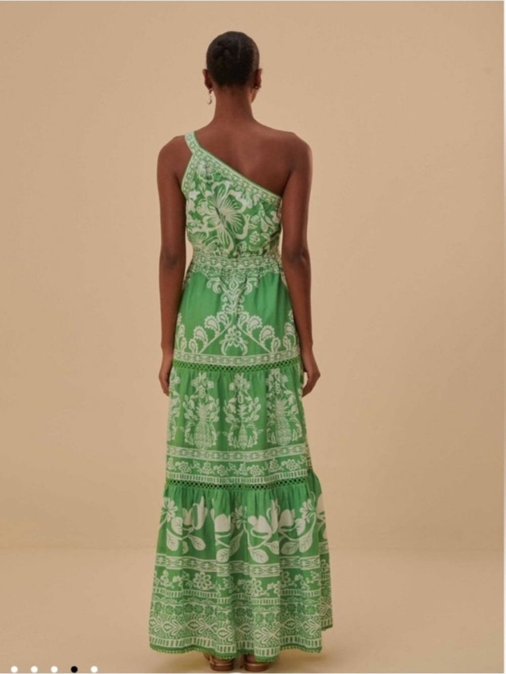 FARM Rio Green One-Shoulder Printed Tiered Maxi Dress - Picture 2 of 2